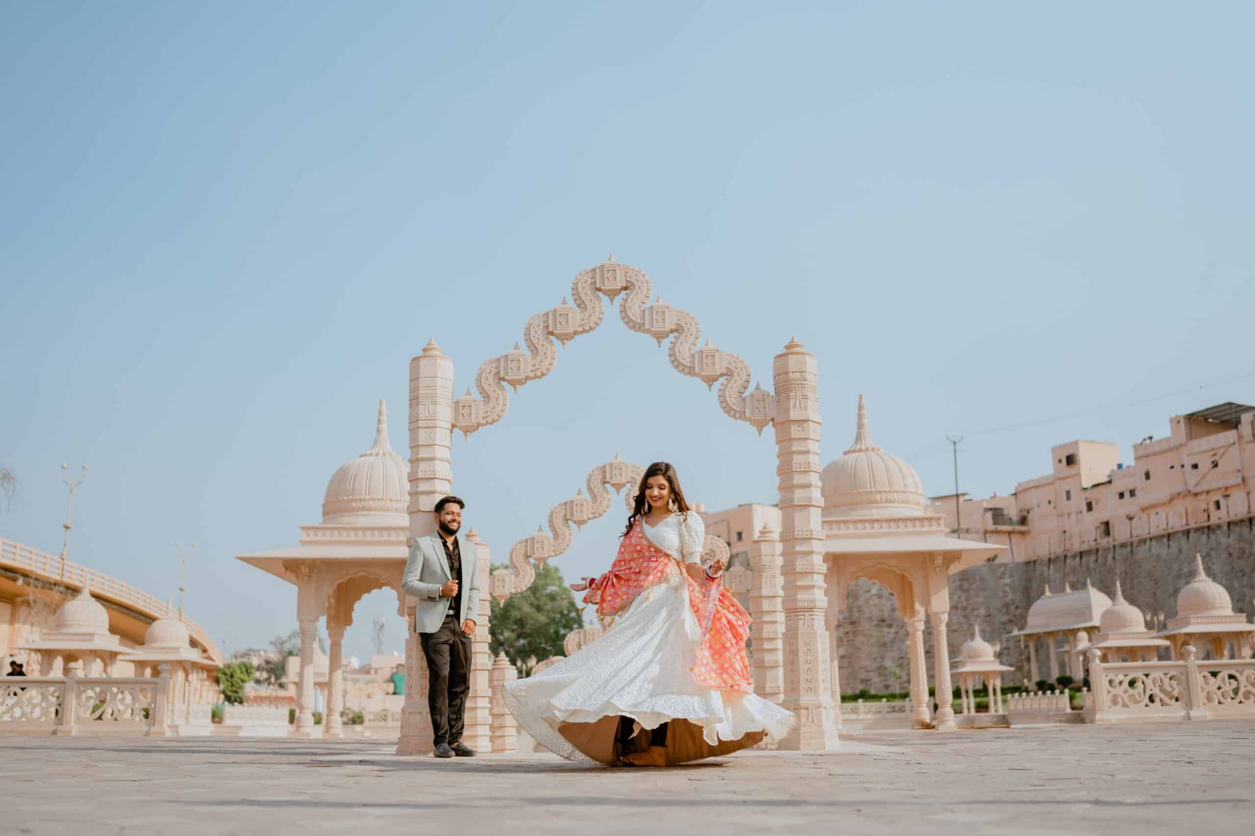 Cinematic couple shoot golden hour Jaipur